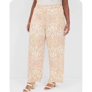 Lane Bryant Elegant Paisley Women's satin pant women 26 wide legs casual event